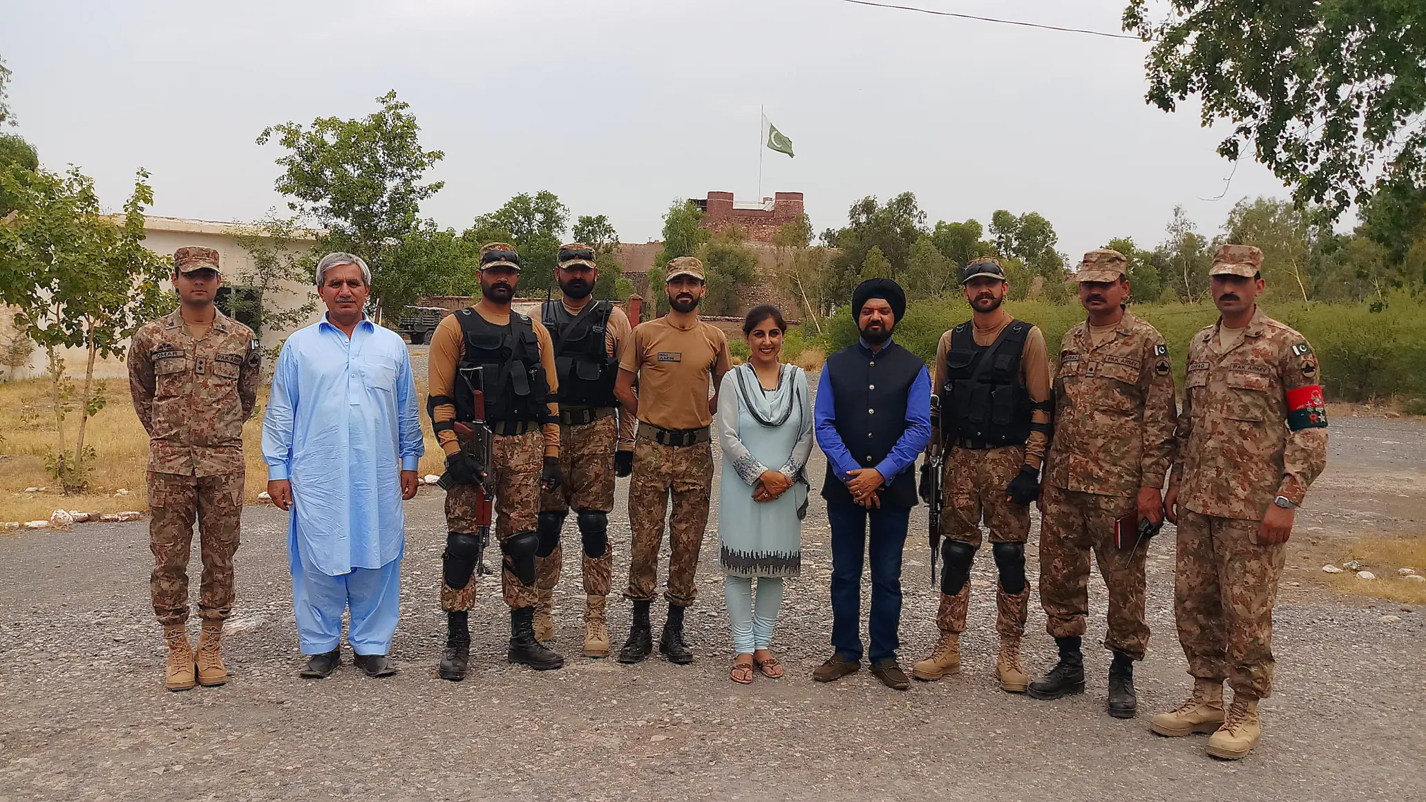 Bobby Singh Bansal Sikh Historian and author with his hosts at Jamrud Fort in Khyber Pass