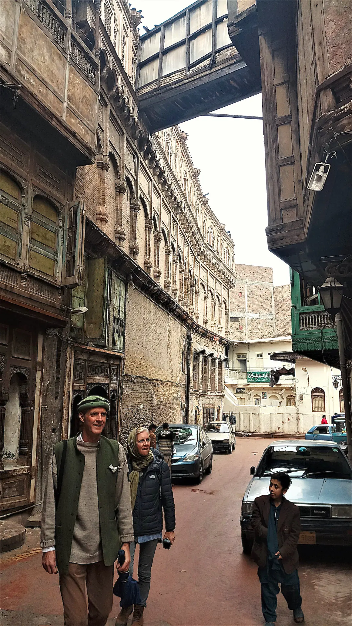 Brig Ben Edward Defence Attache of the British High Commission taking a tour of the old walled city Peshawar